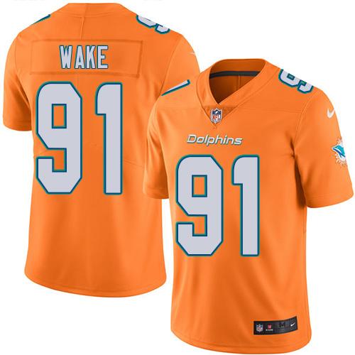 Nike Miami Dolphins 91 Cameron Wake Orange Youth Stitched NFL Limited Rush Jersey